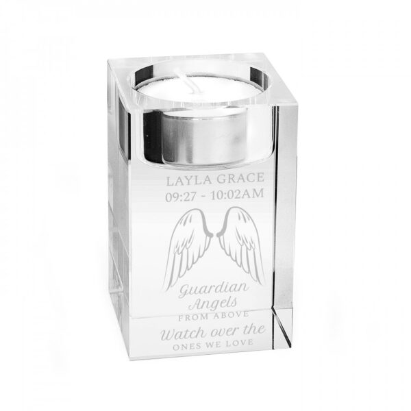 Personalised Guardian Angel Wings Glass Tea Light Holder - Image 8