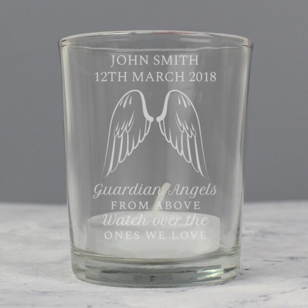 Personalised Guardian Angel Wings Votive Candle Holder - Image 3