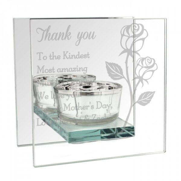 Personalised Rose Mirrored Glass Tea Light Holder - Image 2