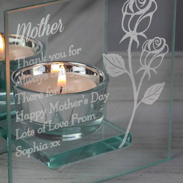 Personalised Rose Mirrored Glass Tea Light Holder - Image 6