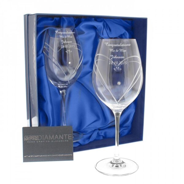 Personalised Hand Cut Little Hearts Diamante Wine Glasses with Swarovski Elements - Image 3