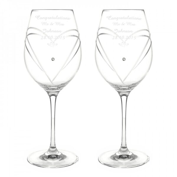 Personalised Hand Cut Little Hearts Diamante Wine Glasses with Swarovski Elements - Image 4