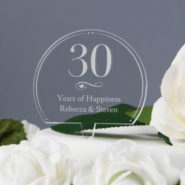 Personalised Swirls & Hearts Age Acrylic Cake Topper - Image 3