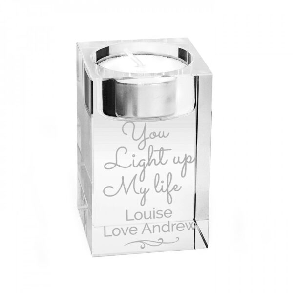 Personalised You Light Up My Life Glass Tea Light Holder - Image 2