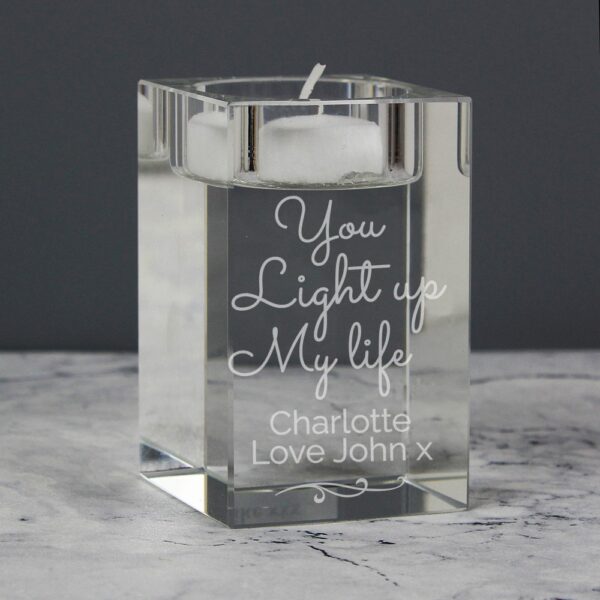 Personalised You Light Up My Life Glass Tea Light Holder - Image 3