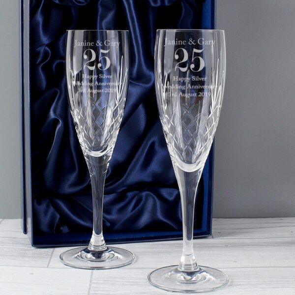 Personalised Anniversary Pair of Crystal Flutes