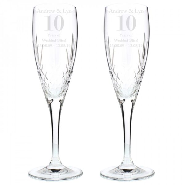 Personalised Anniversary Pair of Crystal Flutes - Image 2