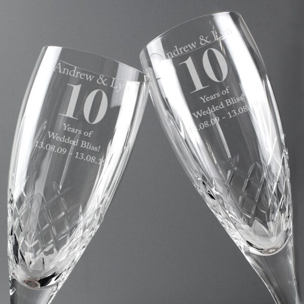 Personalised Anniversary Pair of Crystal Flutes - Image 3