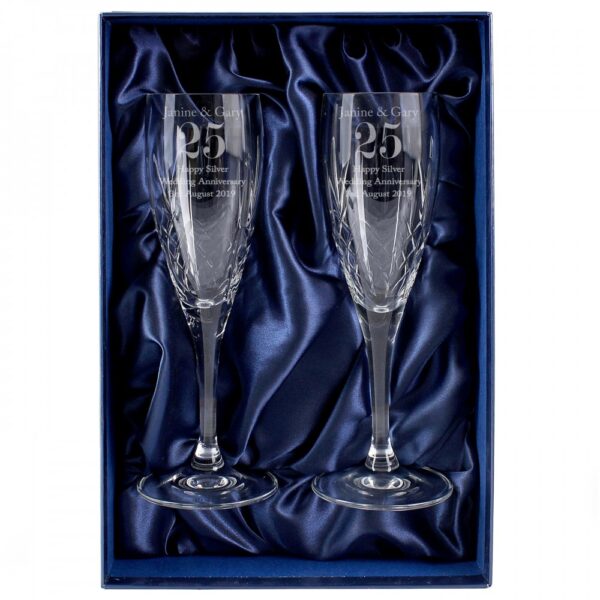 Personalised Anniversary Pair of Crystal Flutes - Image 4