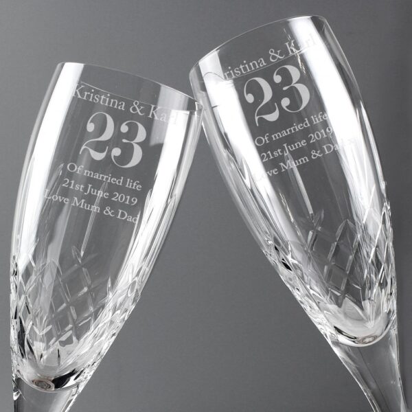 Personalised Anniversary Pair of Crystal Flutes - Image 5