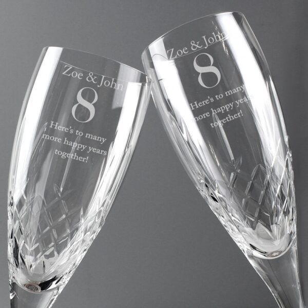 Personalised Anniversary Pair of Crystal Flutes - Image 6
