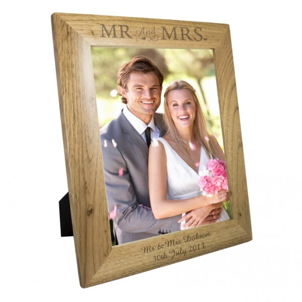 Personalised Mr & Mrs 10x8 Wooden Photo Frame - Image 2