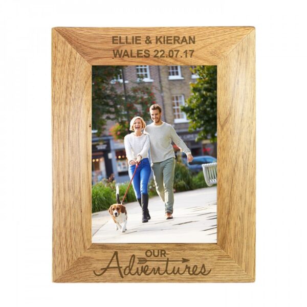 Personalised Our Adventures 7x5 Wooden Photo Frame - Image 2