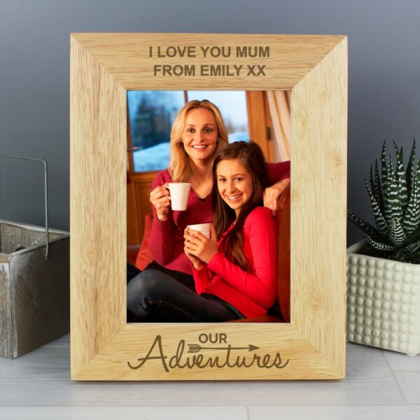 Personalised Our Adventures 7x5 Wooden Photo Frame - Image 3