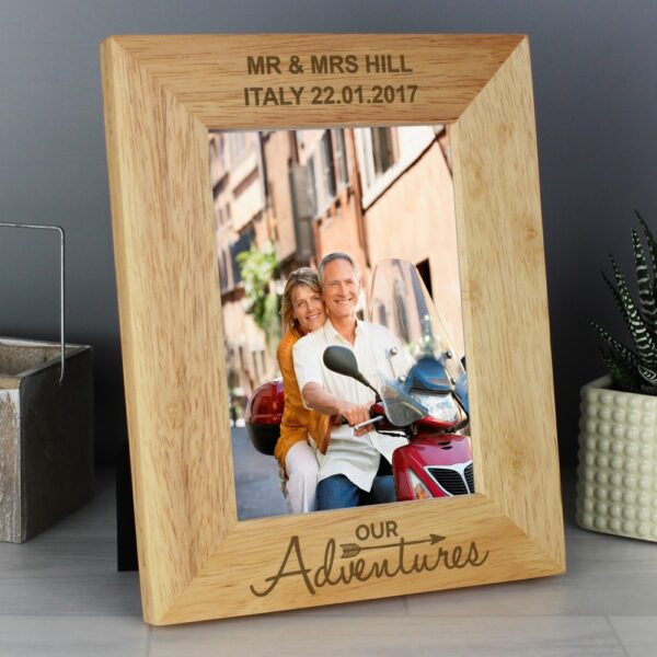 Personalised Our Adventures 7x5 Wooden Photo Frame - Image 5