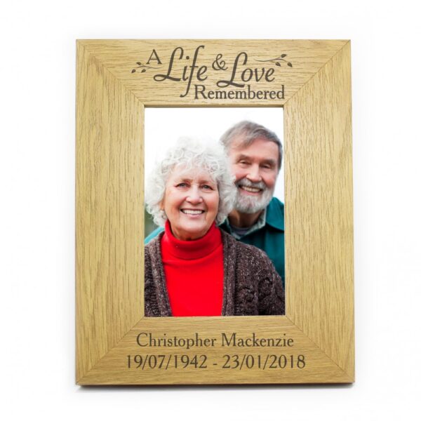 Personalised Life & Love 6x4 Oak Finish Photo Frame - Image 2