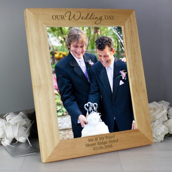 Personalised 'Our Wedding Day' 10x8 Wooden Photo Frame - Image 5