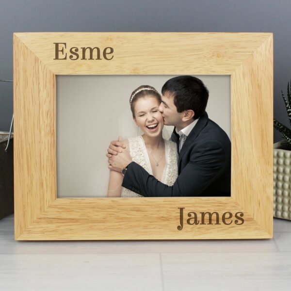 Personalised  Couples 7x5 Landscape Wooden Photo Frame