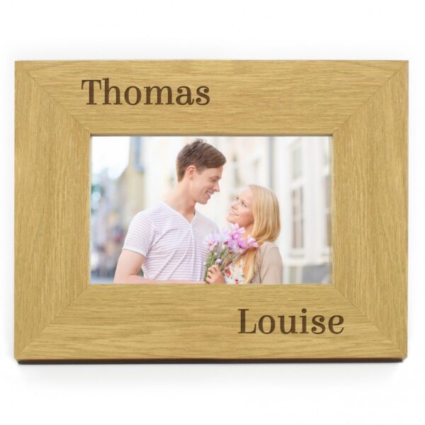 Personalised  Couples 7x5 Landscape Wooden Photo Frame - Image 2