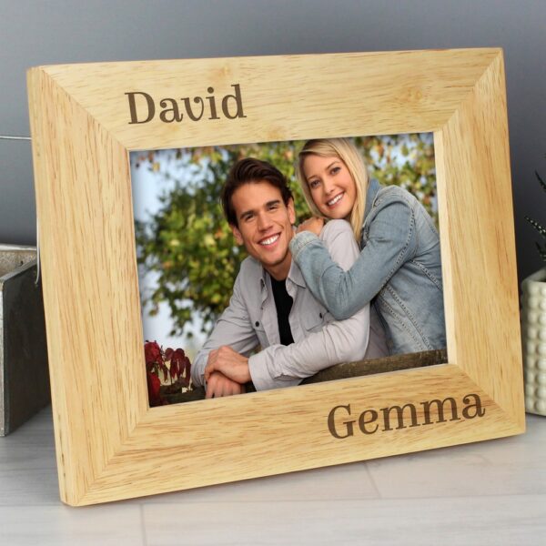 Personalised  Couples 7x5 Landscape Wooden Photo Frame - Image 3