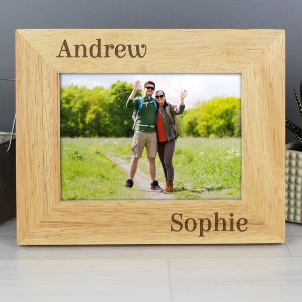 Personalised  Couples 7x5 Landscape Wooden Photo Frame - Image 4