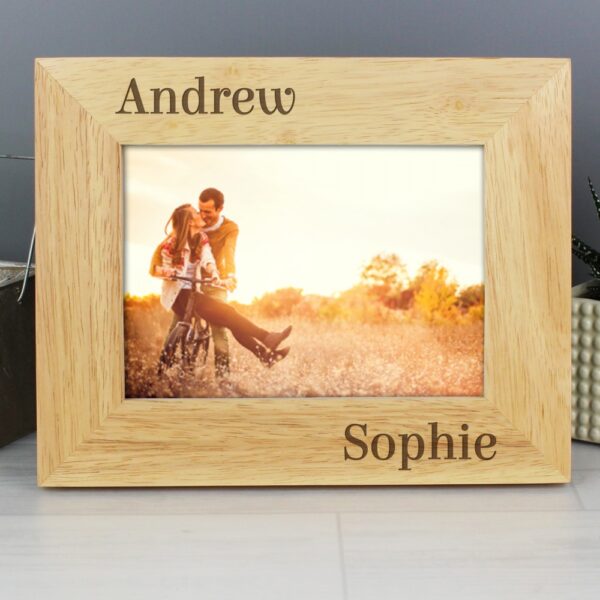 Personalised  Couples 7x5 Landscape Wooden Photo Frame - Image 6