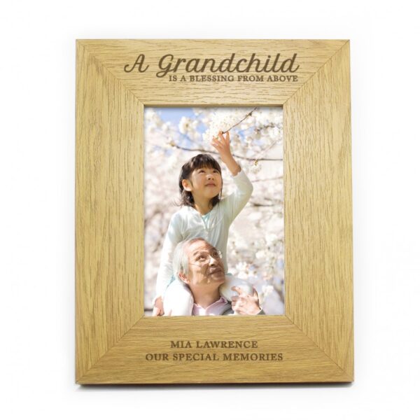 Personalised ""A Grandchild Is A Blessing"" 6x4 Oak Finish Photo Frame - Image 2