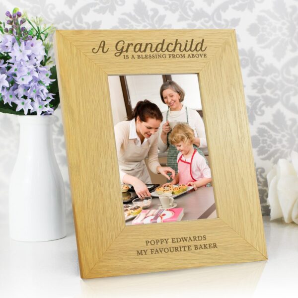 Personalised ""A Grandchild Is A Blessing"" 6x4 Oak Finish Photo Frame - Image 3