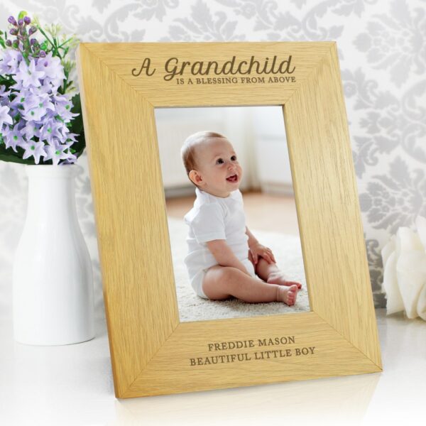Personalised ""A Grandchild Is A Blessing"" 6x4 Oak Finish Photo Frame - Image 4