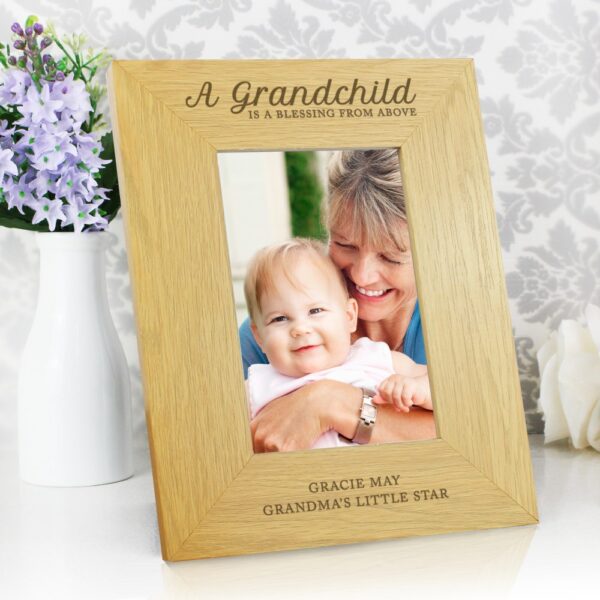 Personalised ""A Grandchild Is A Blessing"" 6x4 Oak Finish Photo Frame - Image 5