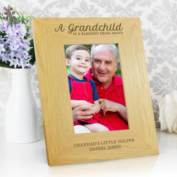 Personalised ""A Grandchild Is A Blessing"" 6x4 Oak Finish Photo Frame - Image 6