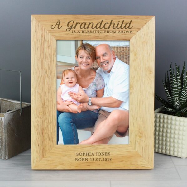 Personalised 'A Grandchild is a Blessing' 7x5 Wooden Photo Frame