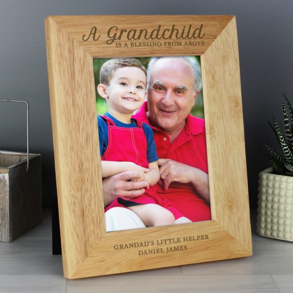 Personalised 'A Grandchild is a Blessing' 7x5 Wooden Photo Frame - Image 3