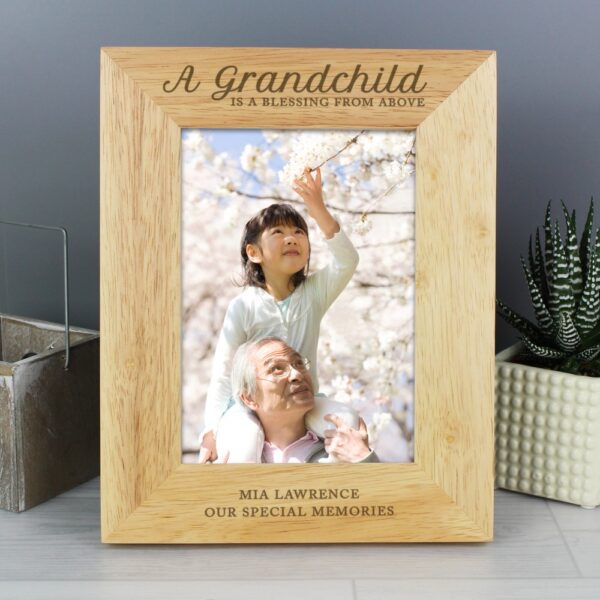 Personalised 'A Grandchild is a Blessing' 7x5 Wooden Photo Frame - Image 6