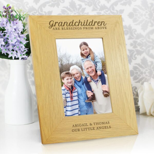 Personalised ""Grandchildren Are A Blessing"" 6x4 Oak Finish Photo Frame