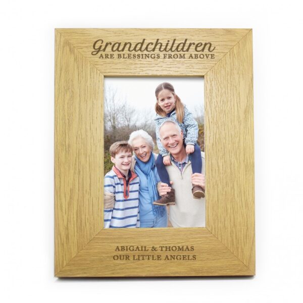 Personalised ""Grandchildren Are A Blessing"" 6x4 Oak Finish Photo Frame - Image 2