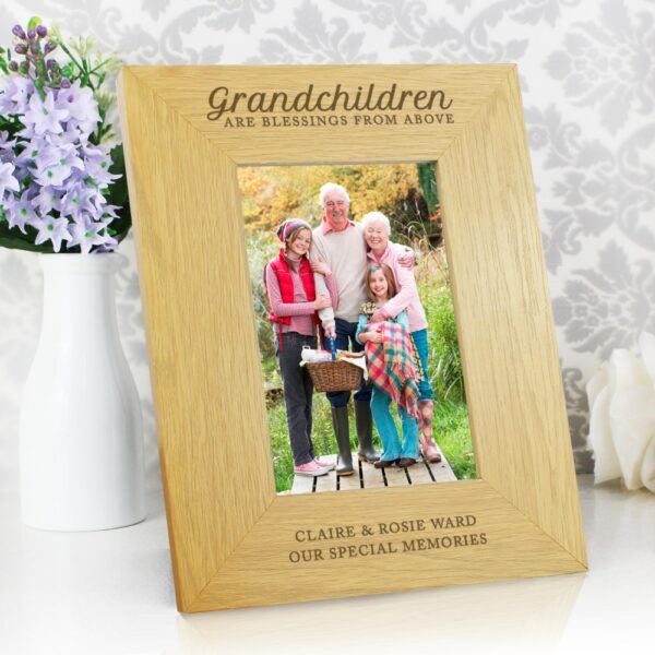 Personalised ""Grandchildren Are A Blessing"" 6x4 Oak Finish Photo Frame - Image 4