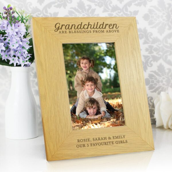 Personalised ""Grandchildren Are A Blessing"" 6x4 Oak Finish Photo Frame - Image 5