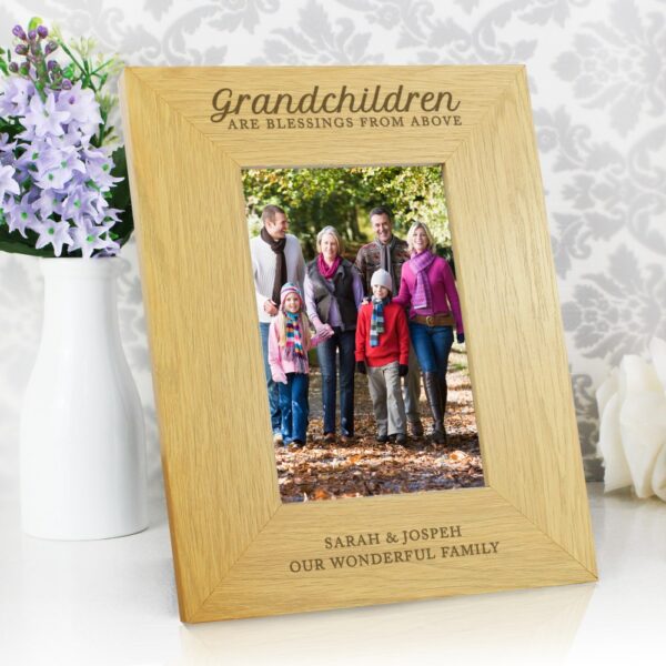 Personalised ""Grandchildren Are A Blessing"" 6x4 Oak Finish Photo Frame - Image 6