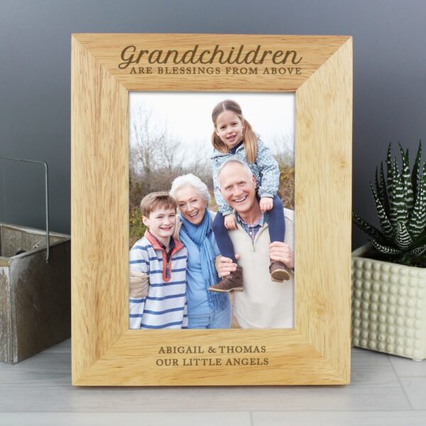 Personalised 'Grandchildren are a Blessing' 7x5 Wooden Photo Frame
