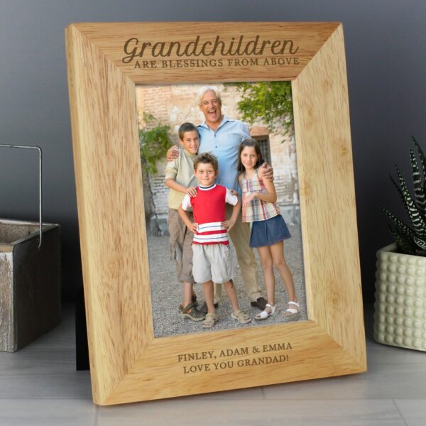 Personalised 'Grandchildren are a Blessing' 7x5 Wooden Photo Frame - Image 3