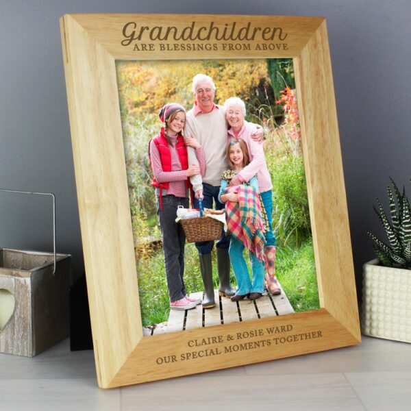 Personalised 'Grandchildren are a Blessing' 10x8 Wooden Photo Frame - Image 4