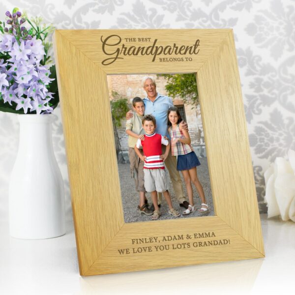 Personalised ""The Best Grandparent"" 6x4 Oak Finish Photo Frame
