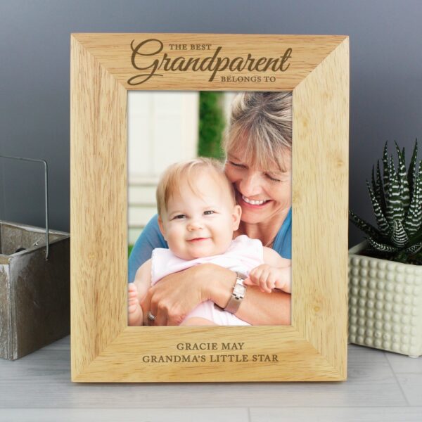 Personalised 'The Best Grandparent' 7x5 Wooden Photo Frame