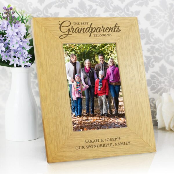 Personalised ""The Best Grandparents"" 6x4 Oak Finish Photo Frame