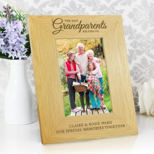 Personalised ""The Best Grandparents"" 6x4 Oak Finish Photo Frame - Image 3