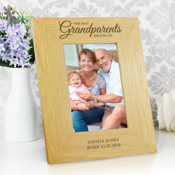 Personalised ""The Best Grandparents"" 6x4 Oak Finish Photo Frame - Image 5
