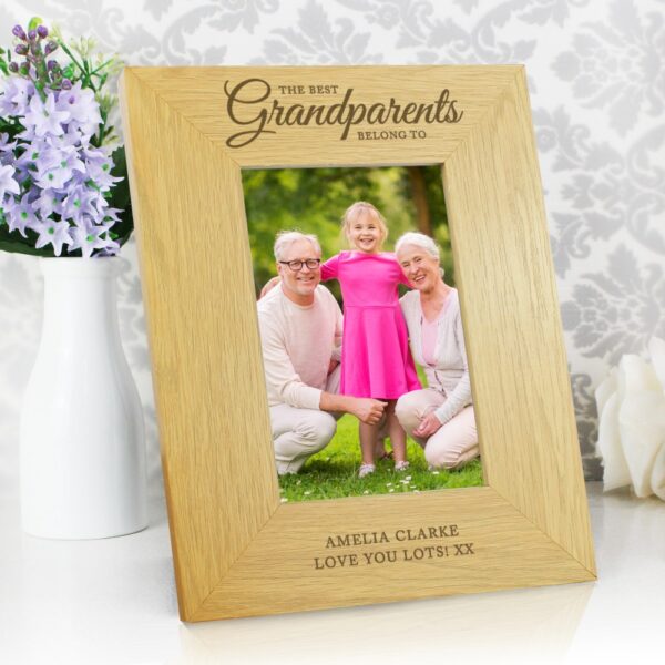 Personalised ""The Best Grandparents"" 6x4 Oak Finish Photo Frame - Image 6