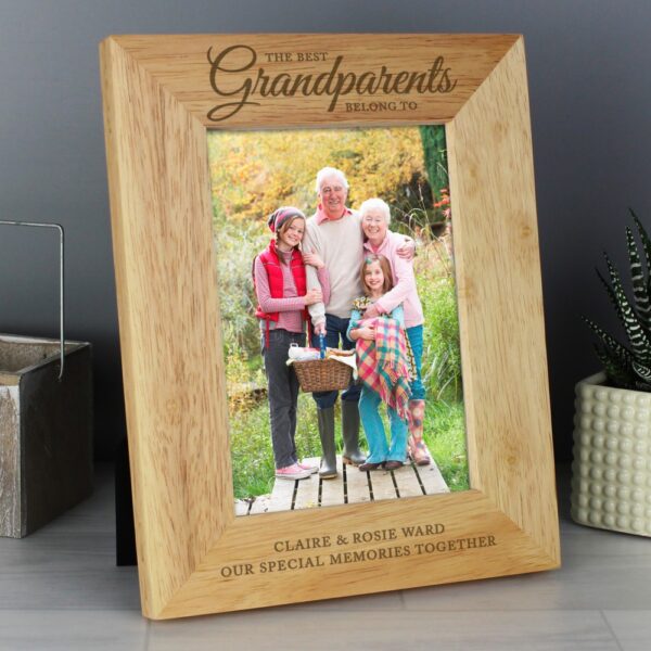 Personalised 'The Best Grandparents' 7x5 Wooden Photo Frame - Image 3