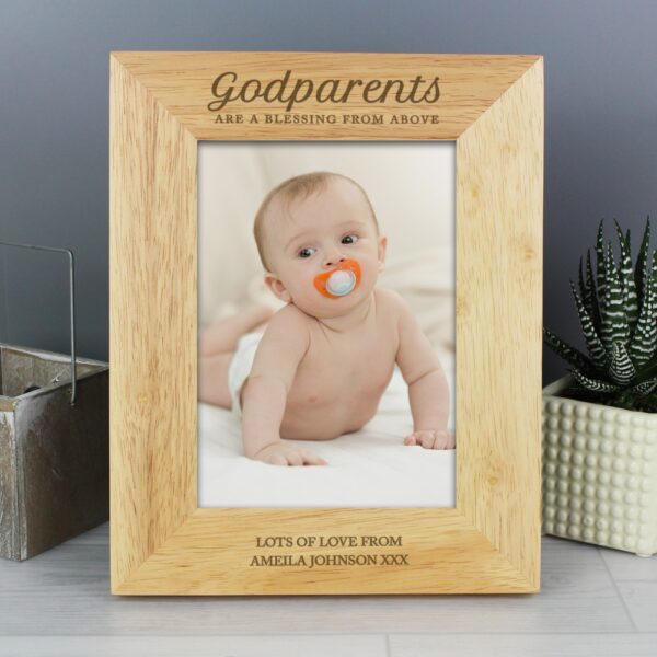 Personalised Godparents 7x5 Wooden Photo Frame - Image 3